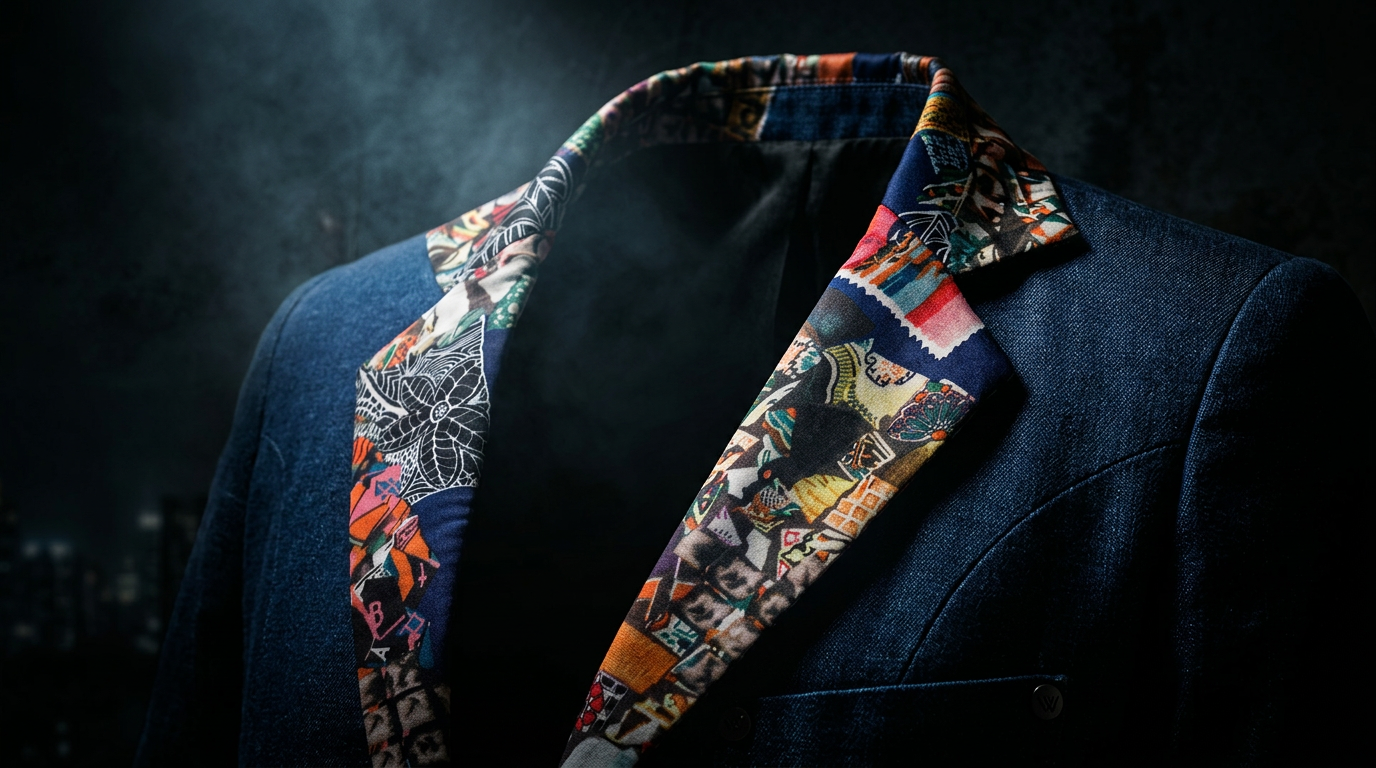 Dori reversible blazer with artisan print lapels