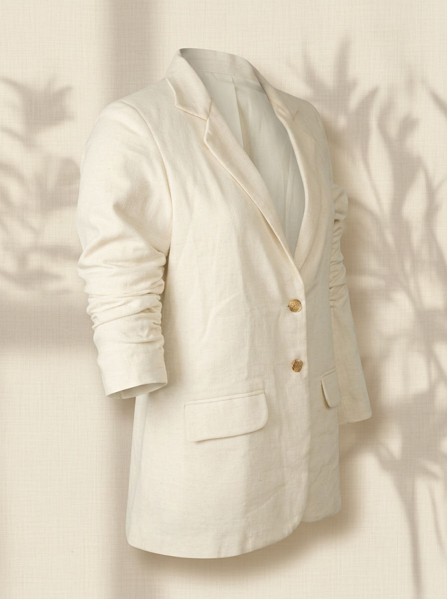 DORI berry wrap jacket with handwoven print detail